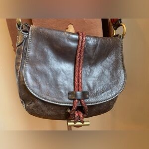 HideSign leather crossbody purse, distressed hippy boho, bohemian bag